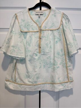 Munthe Ulina Blouse with Mint Leaf Print EUC